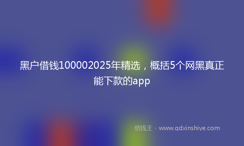 黑户借钱100002025年精选，概括5个网黑真正能下款的app
