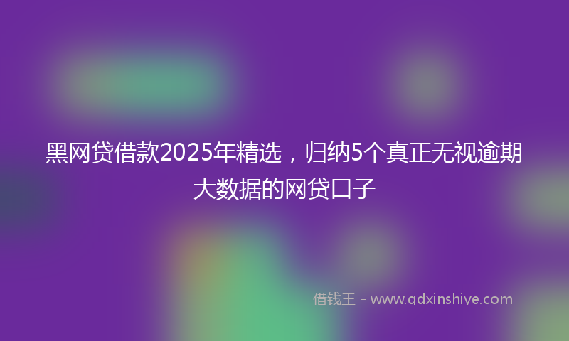 黑网贷借款2025年精选，归纳5个真正无视逾期大数据的网贷口子