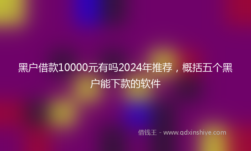 黑户借款10000元有吗2024年推荐，概括五个黑户能下款的软件