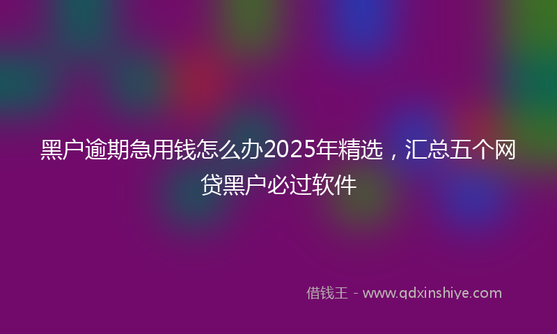 黑户逾期急用钱怎么办2025年精选，汇总五个网贷黑户必过软件