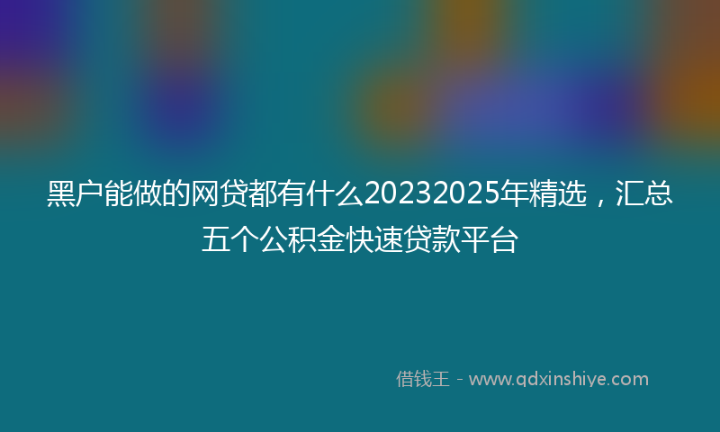 黑户能做的网贷都有什么20232025年精选，汇总五个公积金快速贷款平台