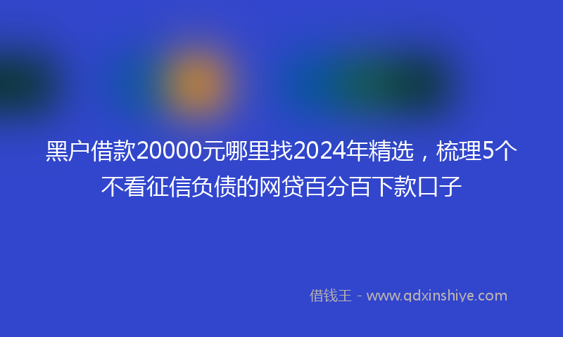 黑户借款20000元哪里找2024年精选，梳理5个不看征信负债的网贷百分百下款口子