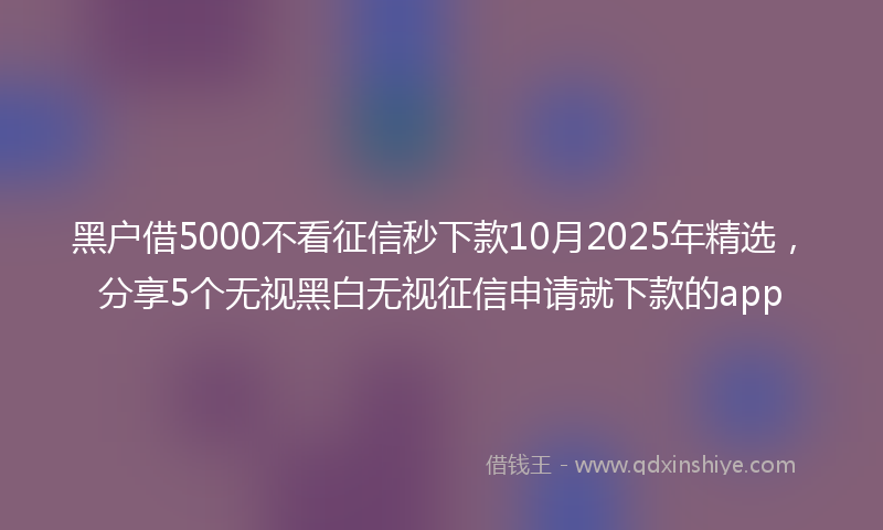 黑户借5000不看征信秒下款10月2025年精选，分享5个无视黑白无视征信申请就下款的app