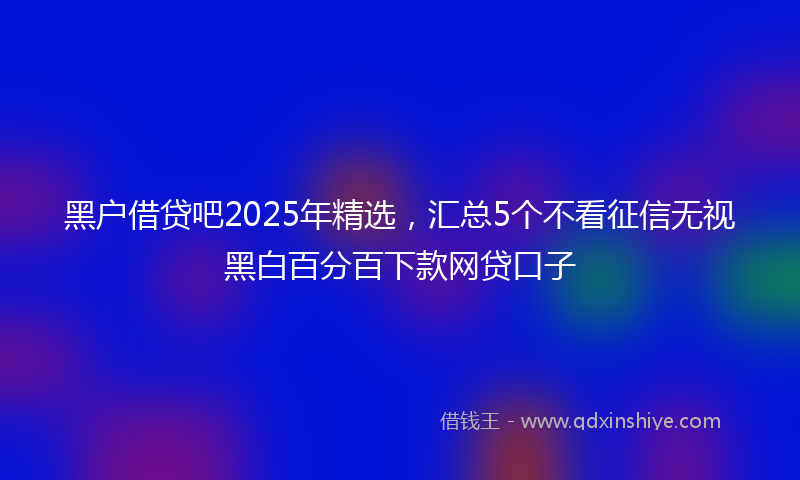 黑户借贷吧2025年精选，汇总5个不看征信无视黑白百分百下款网贷口子