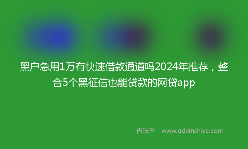 黑户急用1万有快速借款通道吗2024年推荐，整合5个黑征信也能贷款的网贷app