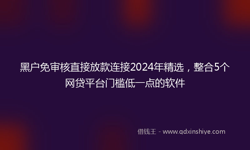 黑户免审核直接放款连接2024年精选，整合5个网贷平台门槛低一点的软件