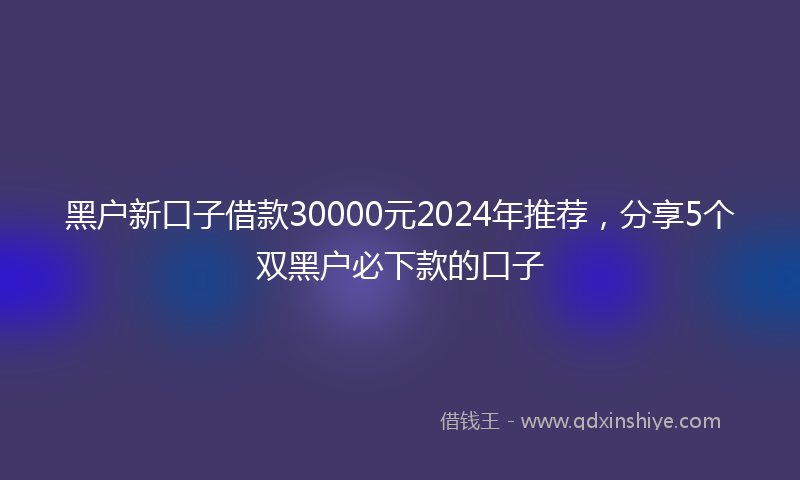 黑户新口子借款30000元2024年推荐，分享5个双黑户必下款的口子