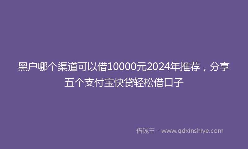 黑户哪个渠道可以借10000元2024年推荐，分享五个支付宝快贷轻松借口子
