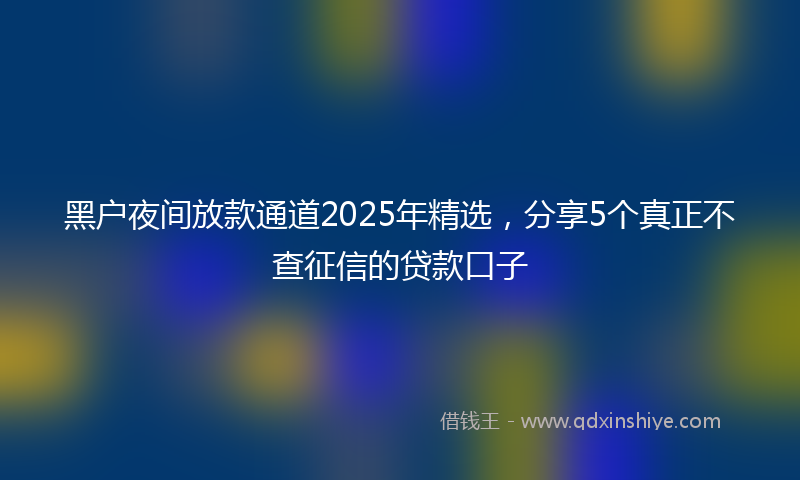 黑户夜间放款通道2025年精选，分享5个真正不查征信的贷款口子
