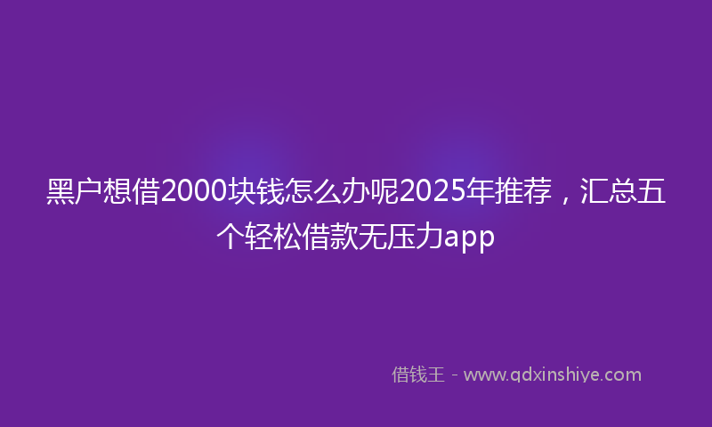 黑户想借2000块钱怎么办呢2025年推荐，汇总五个轻松借款无压力app