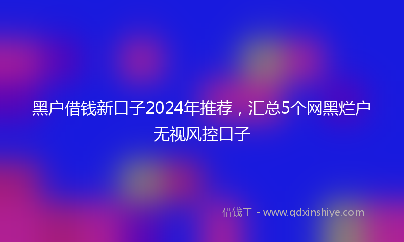 黑户借钱新口子2024年推荐，汇总5个网黑烂户无视风控口子