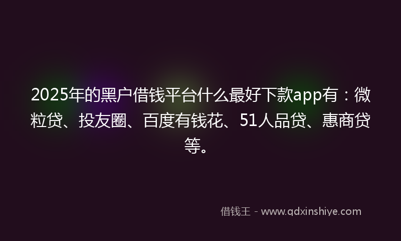 2025年的黑户借钱平台什么最好下款app有：微粒贷、投友圈、百度有钱花、51人品贷、惠商贷等。