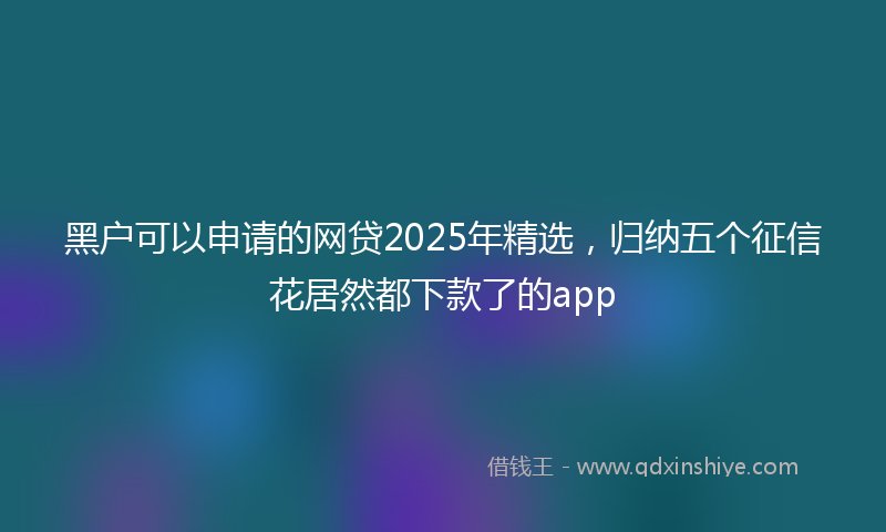 黑户可以申请的网贷2025年精选，归纳五个征信花居然都下款了的app