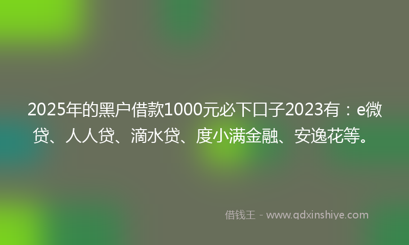 2025年的黑户借款1000元必下口子2023有：e微贷、人人贷、滴水贷、度小满金融、安逸花等。