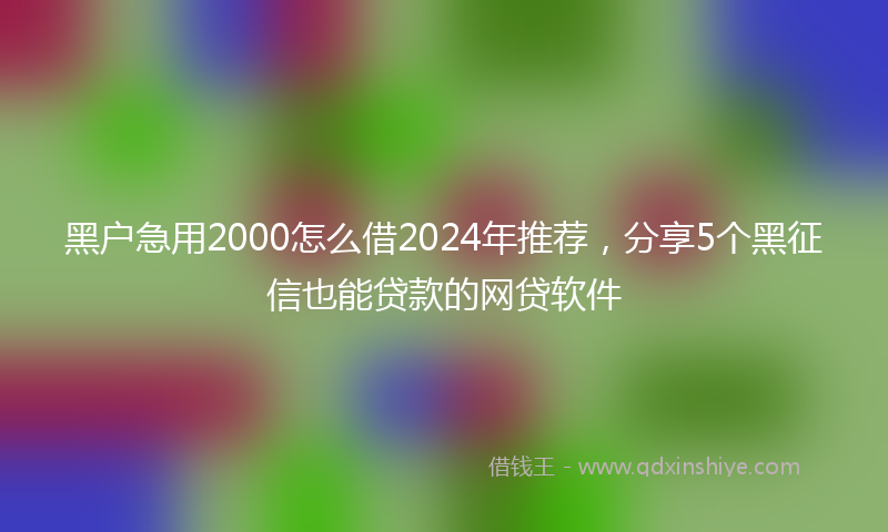 黑户急用2000怎么借2024年推荐，分享5个黑征信也能贷款的网贷软件