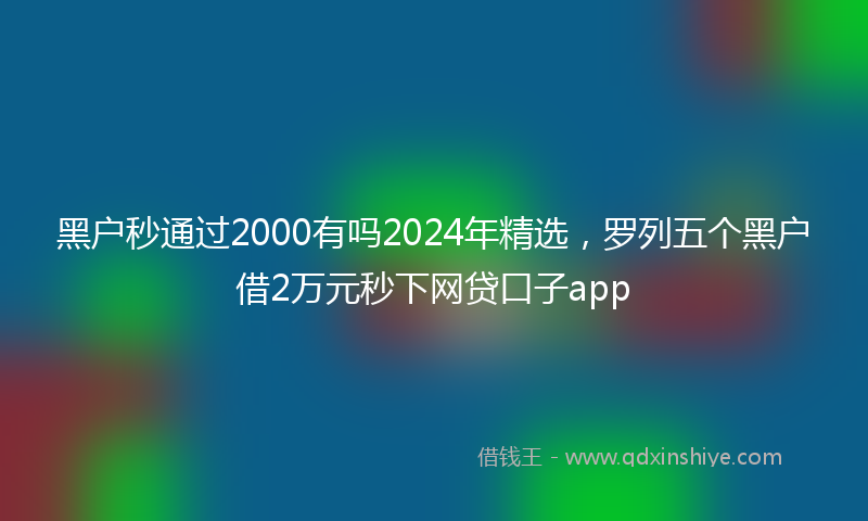 黑户秒通过2000有吗2024年精选，罗列五个黑户借2万元秒下网贷口子app