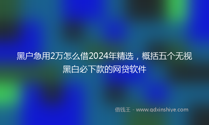 黑户急用2万怎么借2024年精选，概括五个无视黑白必下款的网贷软件