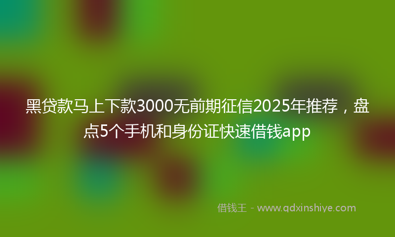 黑贷款马上下款3000无前期征信2025年推荐，盘点5个手机和身份证快速借钱app