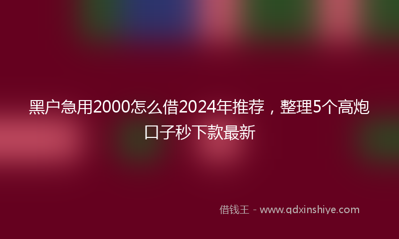黑户急用2000怎么借2024年推荐，整理5个高炮口子秒下款最新
