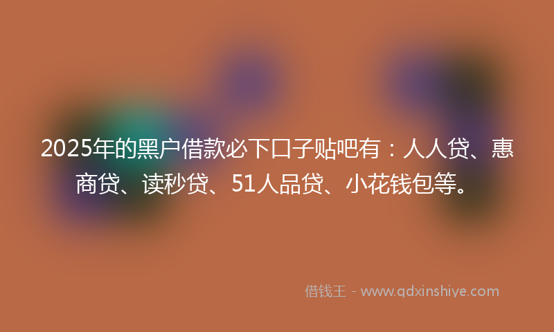 2025年的黑户借款必下口子贴吧有：人人贷、惠商贷、读秒贷、51人品贷、小花钱包等。