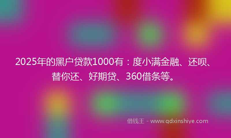2025年的黑户贷款1000有：度小满金融、还呗、替你还、好期贷、360借条等。