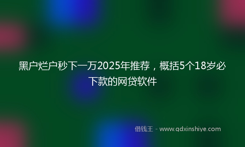 黑户烂户秒下一万2025年推荐，概括5个18岁必下款的网贷软件