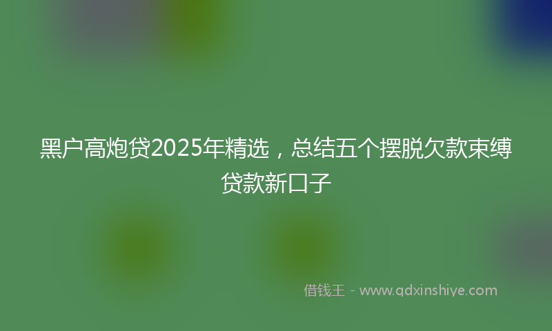 黑户高炮贷2025年精选，总结五个摆脱欠款束缚贷款新口子