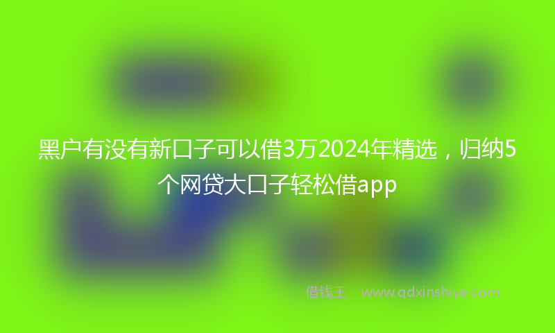 黑户有没有新口子可以借3万2024年精选，归纳5个网贷大口子轻松借app