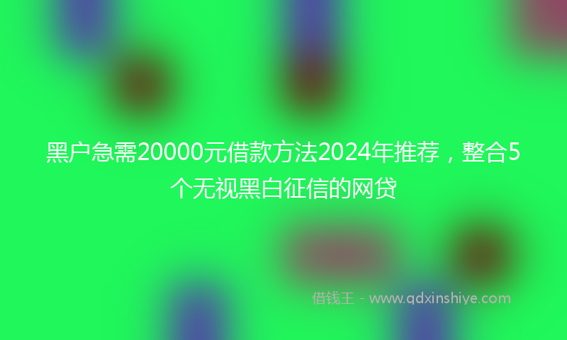 黑户急需20000元借款方法2024年推荐，整合5个无视黑白征信的网贷