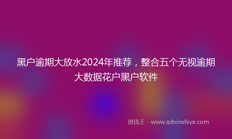 黑户逾期大放水2024年推荐，整合五个无视逾期大数据花户黑户软件