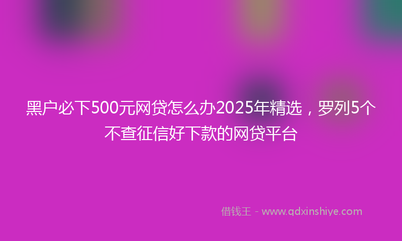 黑户必下500元网贷怎么办2025年精选，罗列5个不查征信好下款的网贷平台
