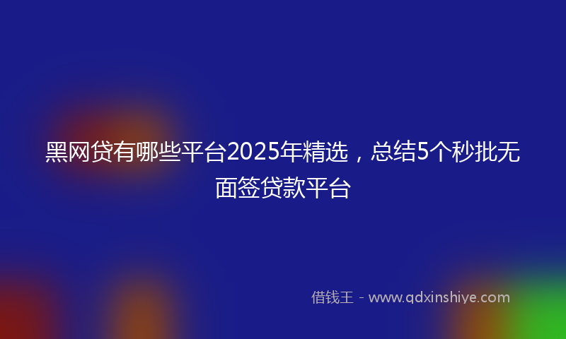 黑网贷有哪些平台2025年精选，总结5个秒批无面签贷款平台