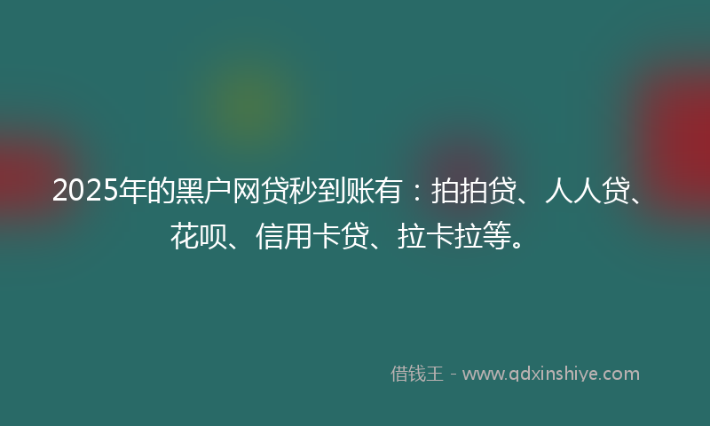 2025年的黑户网贷秒到账有：拍拍贷、人人贷、花呗、信用卡贷、拉卡拉等。
