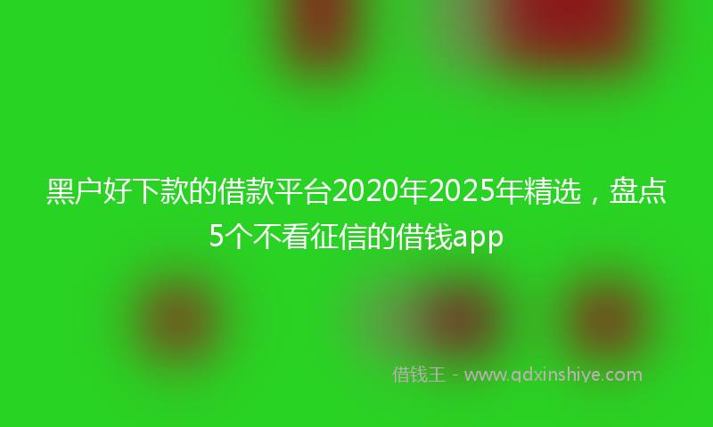 黑户好下款的借款平台2020年2025年精选，盘点5个不看征信的借钱app