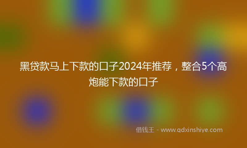 黑贷款马上下款的口子2024年推荐，整合5个高炮能下款的口子