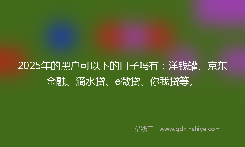 2025年的黑户可以下的口子吗有：洋钱罐、京东金融、滴水贷、e微贷、你我贷等。