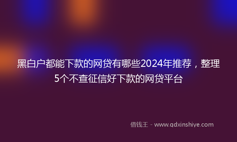 黑白户都能下款的网贷有哪些2024年推荐，整理5个不查征信好下款的网贷平台