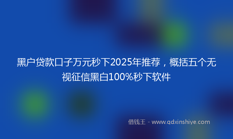 黑户贷款口子万元秒下2025年推荐，概括五个无视征信黑白100%秒下软件