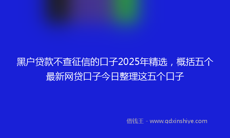 黑户贷款不查征信的口子2025年精选，概括五个最新网贷口子今日整理这五个口子