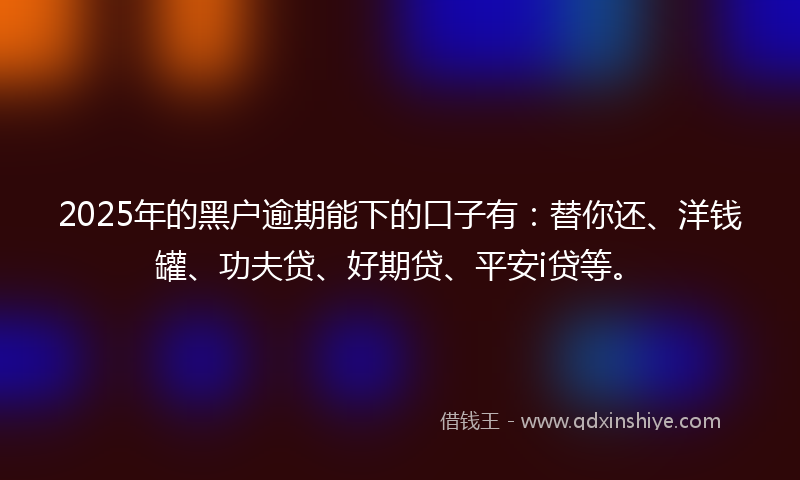 2025年的黑户逾期能下的口子有：替你还、洋钱罐、功夫贷、好期贷、平安i贷等。