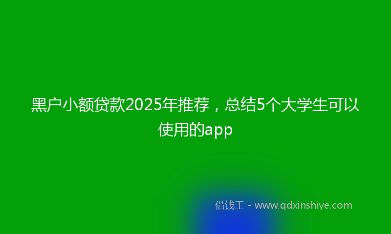 黑户小额贷款2025年推荐，总结5个大学生可以使用的app