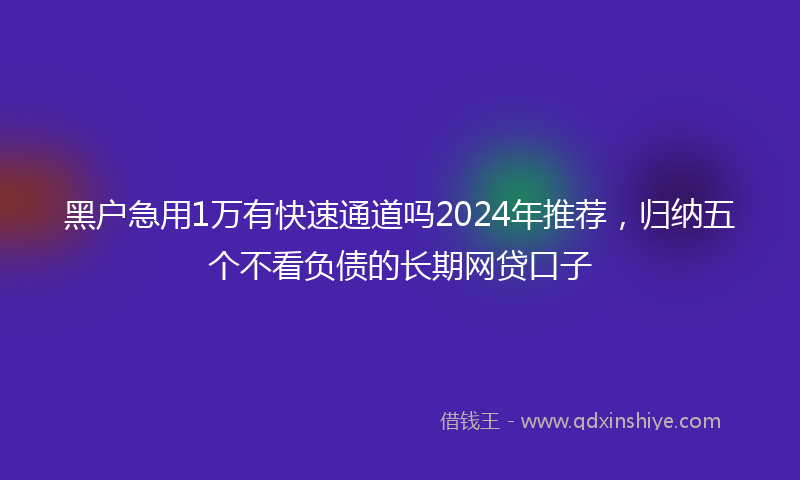 黑户急用1万有快速通道吗2024年推荐，归纳五个不看负债的长期网贷口子