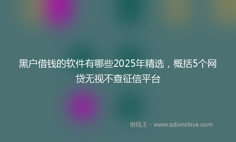 黑户借钱的软件有哪些2025年精选，概括5个网贷无视不查征信平台
