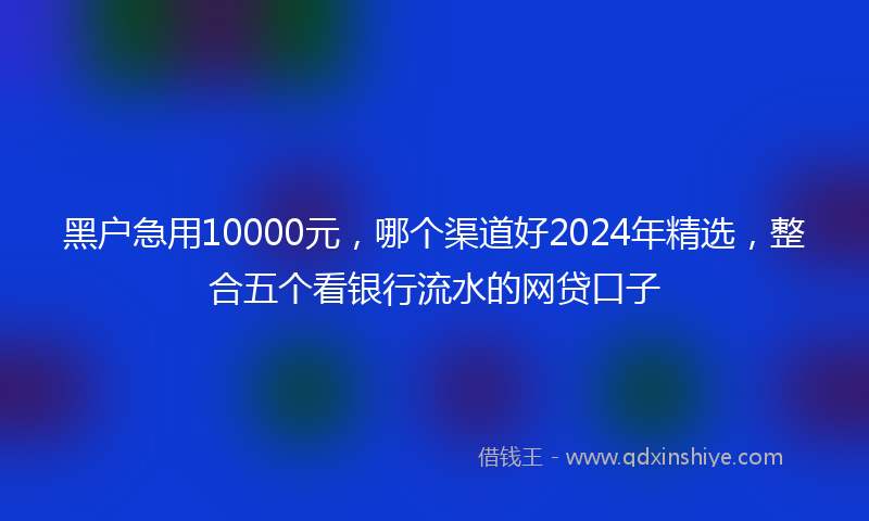 黑户急用10000元，哪个渠道好2024年精选，整合五个看银行流水的网贷口子