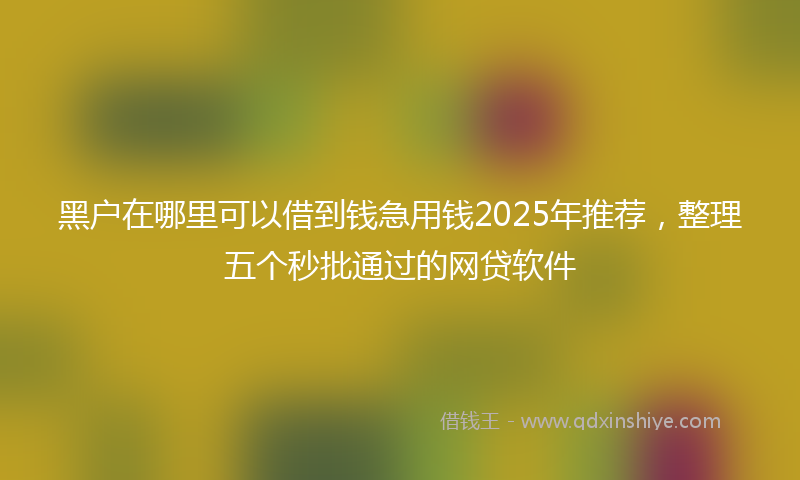 黑户在哪里可以借到钱急用钱2025年推荐，整理五个秒批通过的网贷软件