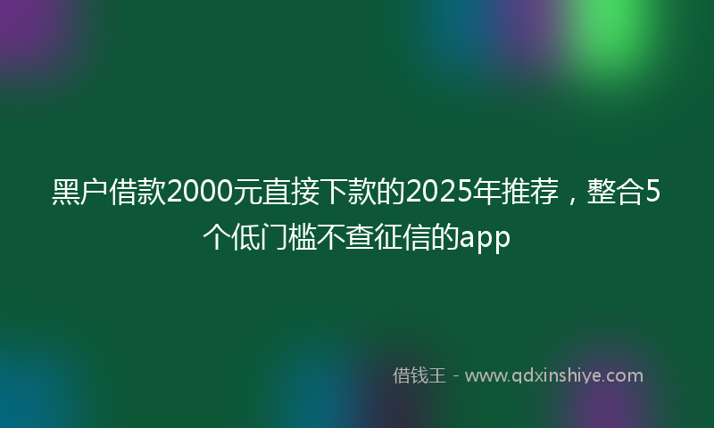 黑户借款2000元直接下款的2025年推荐，整合5个低门槛不查征信的app
