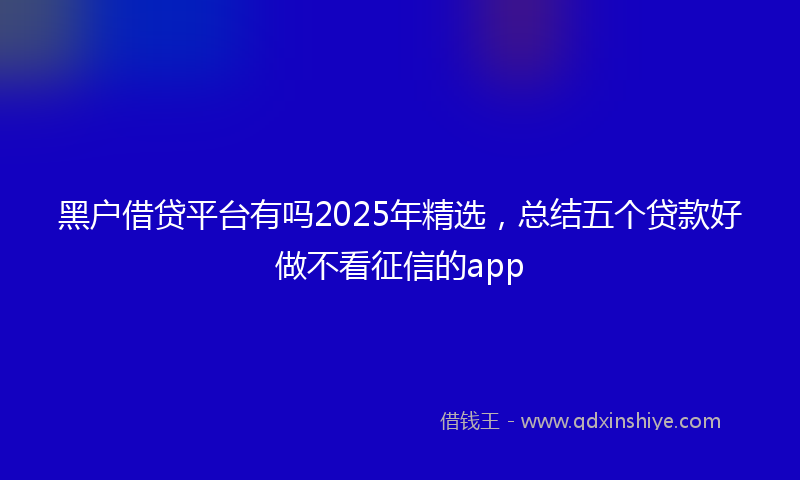 黑户借贷平台有吗2025年精选，总结五个贷款好做不看征信的app