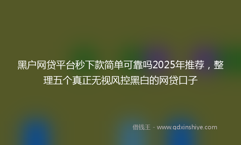 黑户网贷平台秒下款简单可靠吗2025年推荐，整理五个真正无视风控黑白的网贷口子
