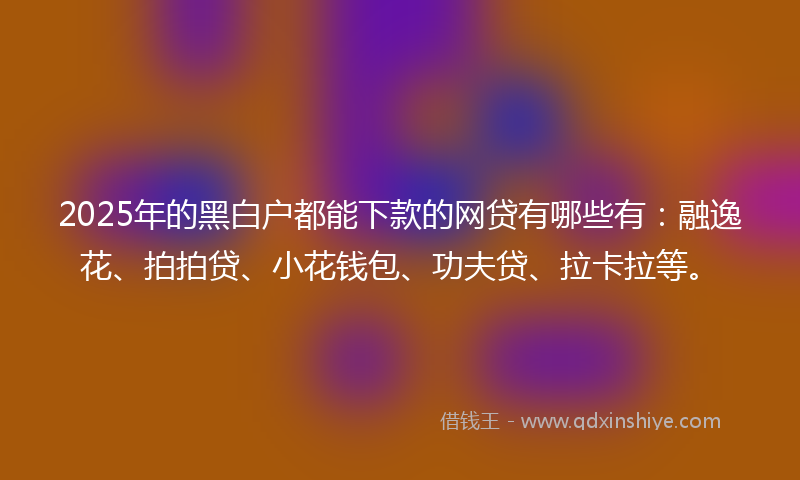 2025年的黑白户都能下款的网贷有哪些有：融逸花、拍拍贷、小花钱包、功夫贷、拉卡拉等。