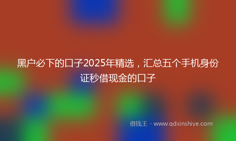 黑户必下的口子2025年精选，汇总五个手机身份证秒借现金的口子